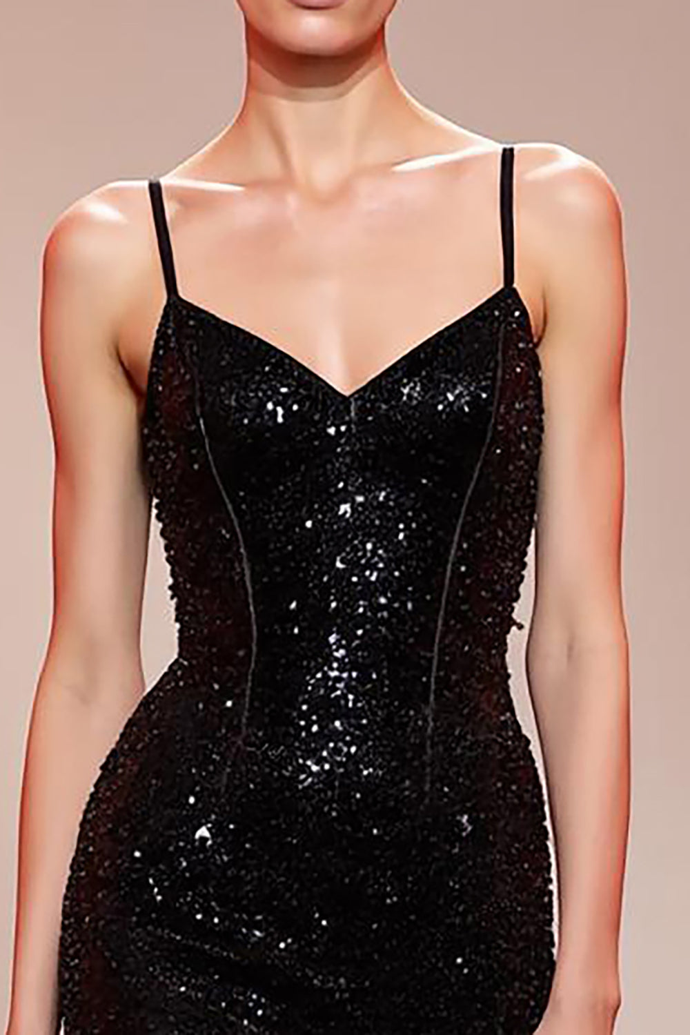Sparkly Black Sequin Mermaid Corset Long Evening Dress