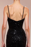 Sparkly Black Sequin Mermaid Corset Long Evening Dress
