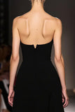 Simple Black Sheath Strapless Long Evening Dress
