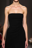Simple Black Sheath Strapless Long Evening Dress