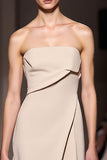 Simple Ivory Sheath Strapless Ruched Long Evening Dress with Slit