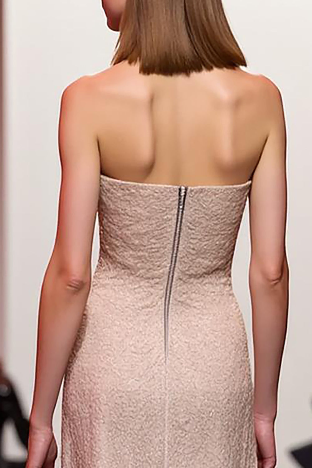 Sparkly Champagne Strapless Sequin Long Evening Dress with Slit