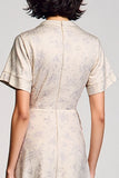 Apricot Notched Lapel A Line Wedding Guest Dress with Sleeves