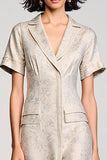 Apricot Notched Lapel A Line Wedding Guest Dress with Sleeves