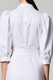 White Half Sleeve Single-breasted Wedding Guest Dress