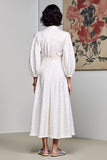 White A Line Polka Dot Long Wedding Guest Dress with Sleeves