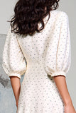 Ivory A Line V-Neck Long Wedding Guest Dress with Sleeves