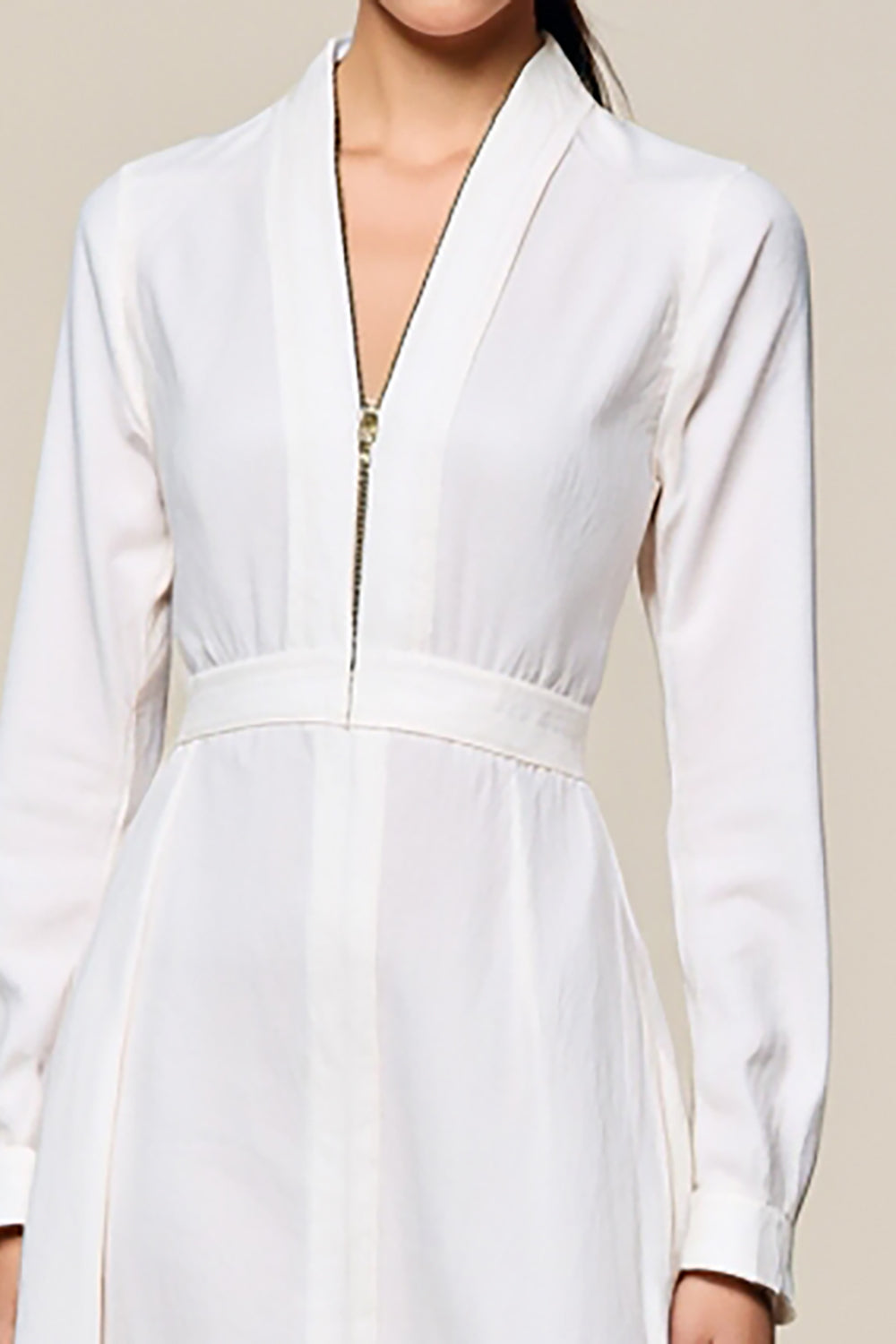 White A Line Long Sleeves Wedding Guest Dress