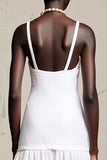 Whiet A Line Spaghetti Straps Wedding Guest Dress with Flowers