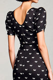 Black Satin V-Neck Long Wedding Guest Dress with Sleeves