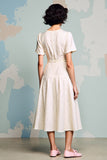 Ivory A Line V-Neck Ruffled Wedding Guest Dress