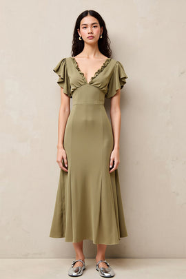 Olive A Line Ruffled Long Wedding Guest Dress