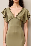 Olive A Line Ruffled Long Wedding Guest Dress