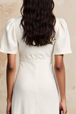 Ivory Satin Midi Wedding Guest Dress