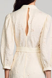 Ivory Lace Short Wedding Guest Dress with Sleeves