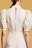 Lace Ivory A Line Wedding Guest Dress with Sleeves