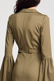 Olive Chiffon A Line V Neck Long Wedding Guest Dress