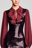 Sparkly Black Sequins Sheath Wedding Guest Dress