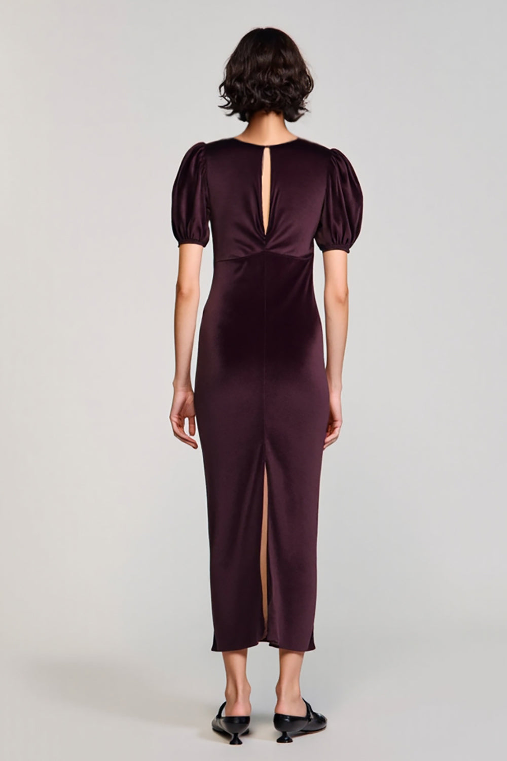 Velvet Burgundy Sheath Long Wedding Guest Dress