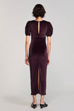 Velvet Burgundy Sheath Long Wedding Guest Dress
