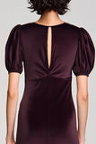 Velvet Burgundy Sheath Long Wedding Guest Dress