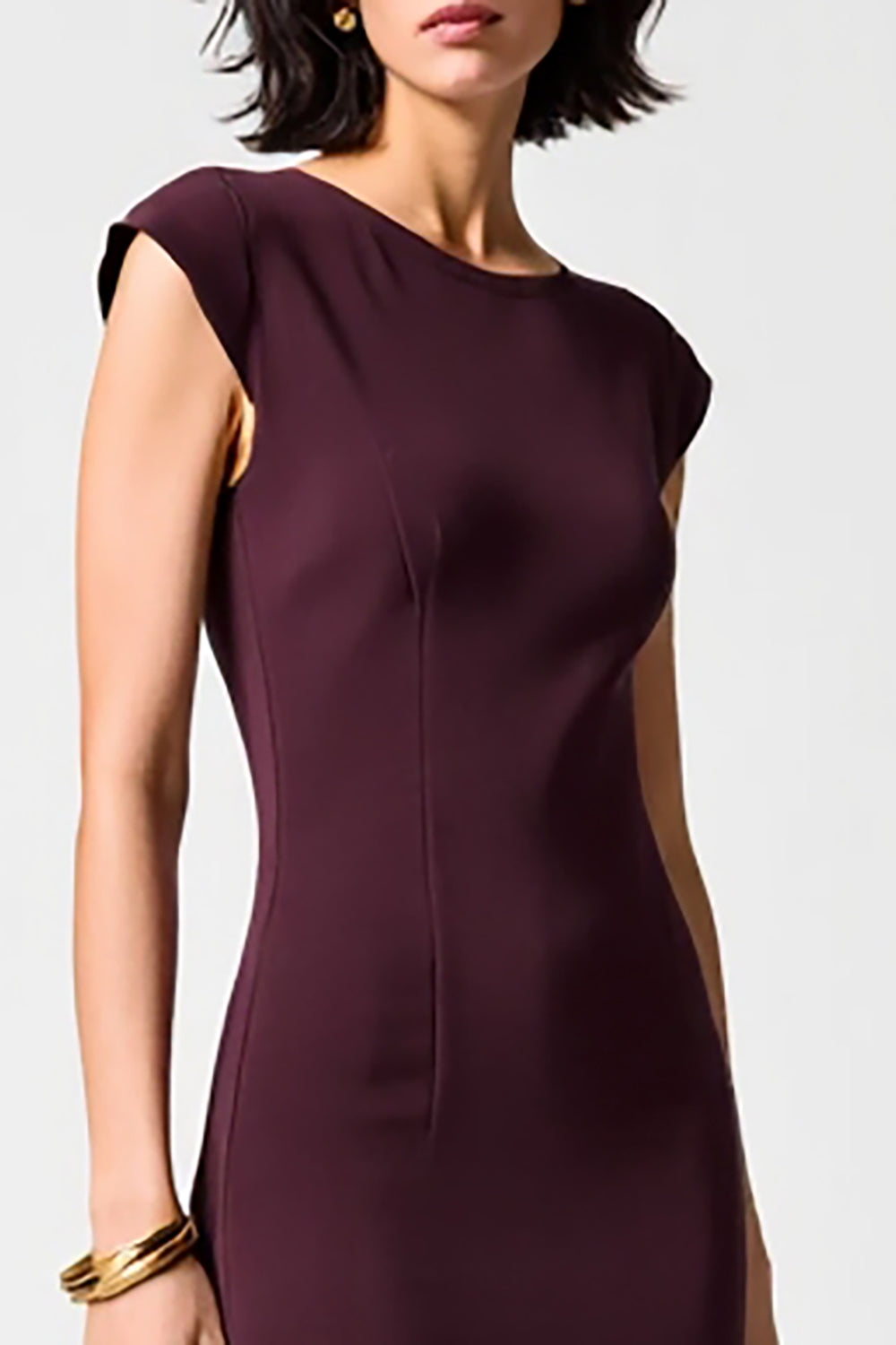 Dark Red Sheath Chiffon Wedding Guest Dress