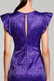 Purple Jacquard Sheath Long Wedding Guest Dress