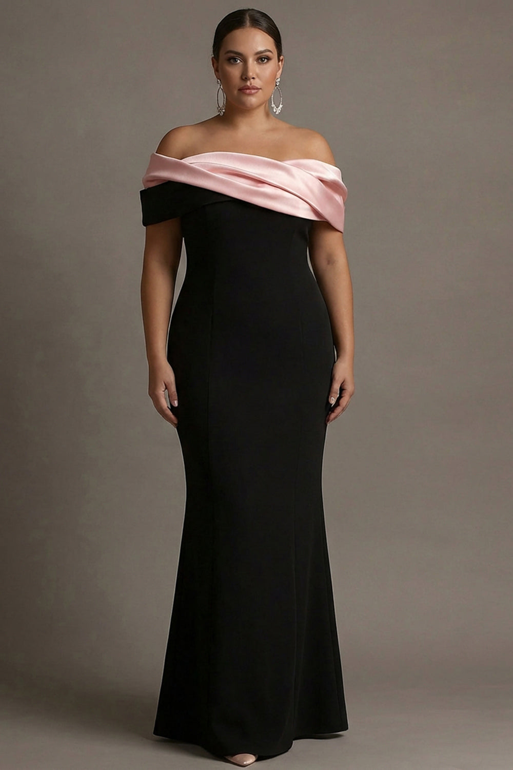 Zapakasa Women Black and Pink Satin Long Sheath Evening Dress with
