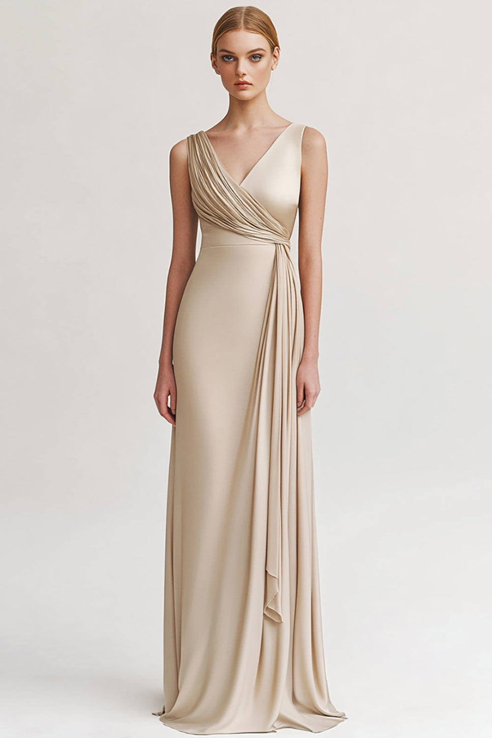 Black V Neck Long Sheath Evening Dress with Ruffles