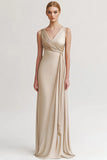 Black V Neck Long Sheath Evening Dress with Ruffles