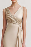 Black V Neck Long Sheath Evening Dress with Ruffles