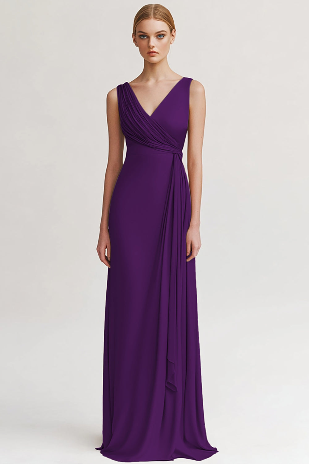 Black V Neck Long Sheath Evening Dress with Ruffles