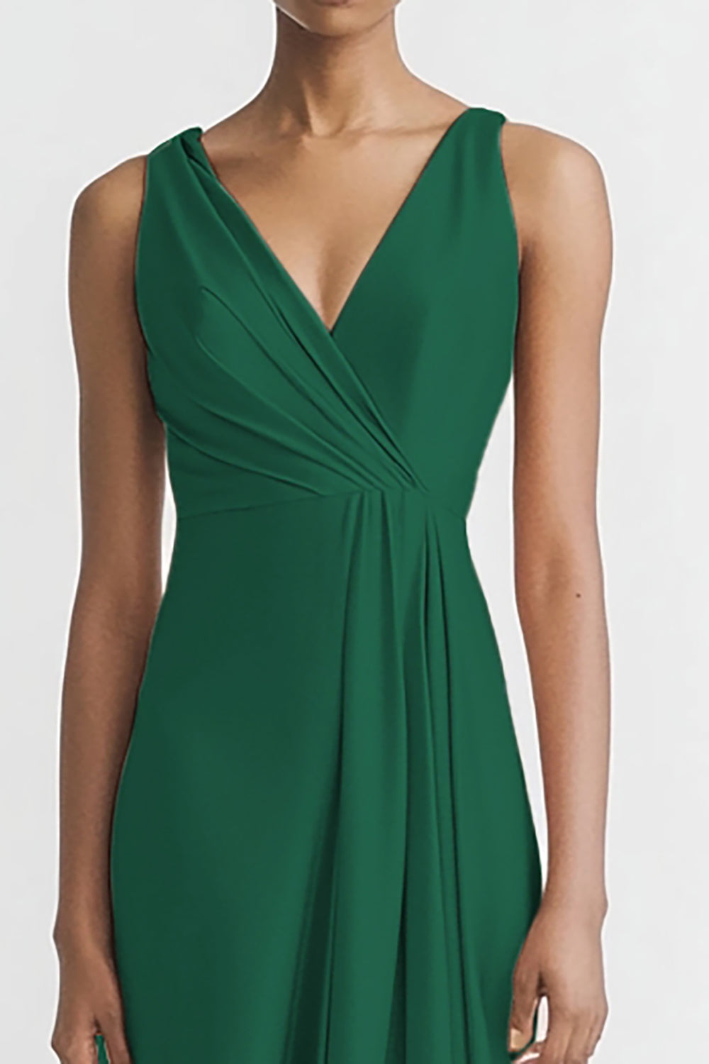 Black Satin A Line V Neck Long Evening Dress