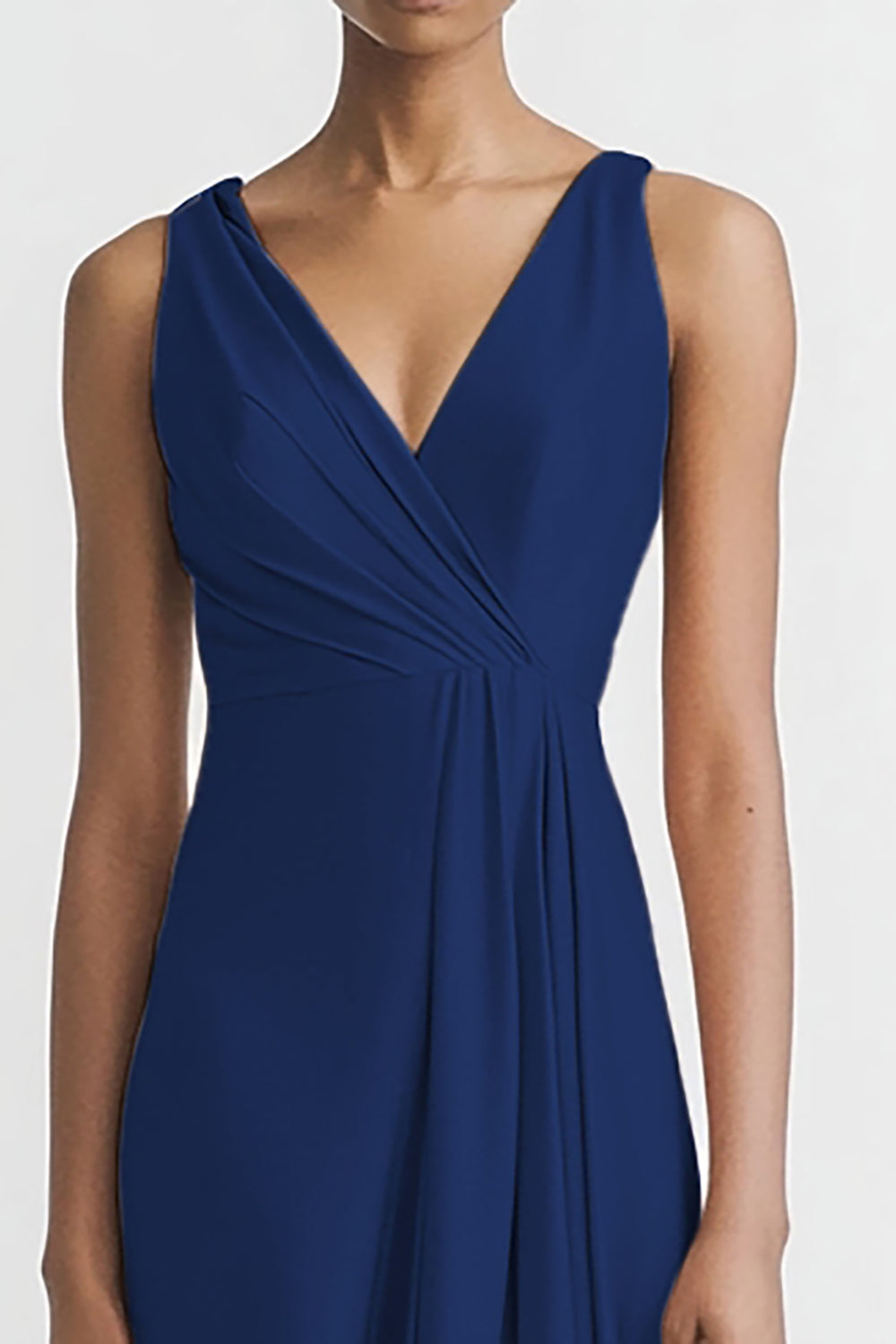 Black Satin A Line V Neck Long Evening Dress