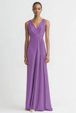 Black Satin A Line V Neck Long Evening Dress