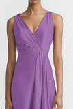 Black Satin A Line V Neck Long Evening Dress