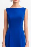 Royal Blue Chiffon A Line Bateau Neck Long Evening Dress