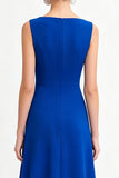 Royal Blue Chiffon A Line Bateau Neck Long Evening Dress