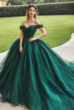 Dark Green Ball Gown Corset Princess Long Quinceanera Dress with Appliques