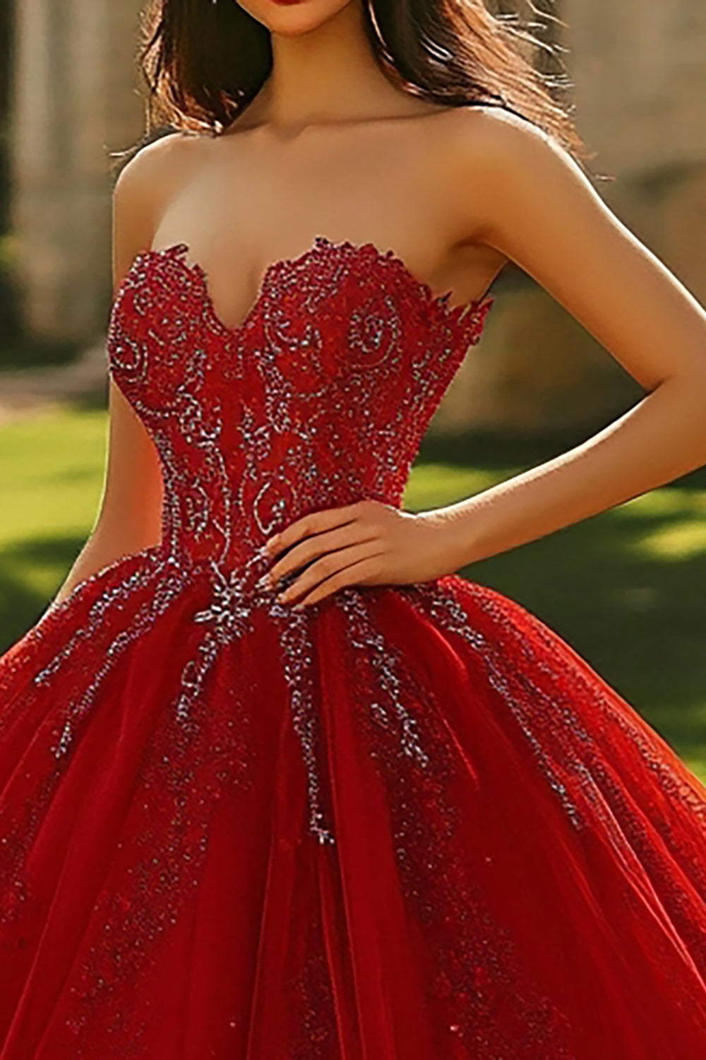 Zapakasa Women Sparkly Burgundy Sweetheart Long Quinceanera Dress with Beading Princess Ball Gown Sweet 16 Dress Zapakasa Women Sparkly Burgundy Sweetheart Long Quinceanera Dress with Beading Princess Ball Gown Sweet 16 Dress