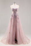 Sparkly Navy Corset Sweetheart Long Prom Dress with Appliques