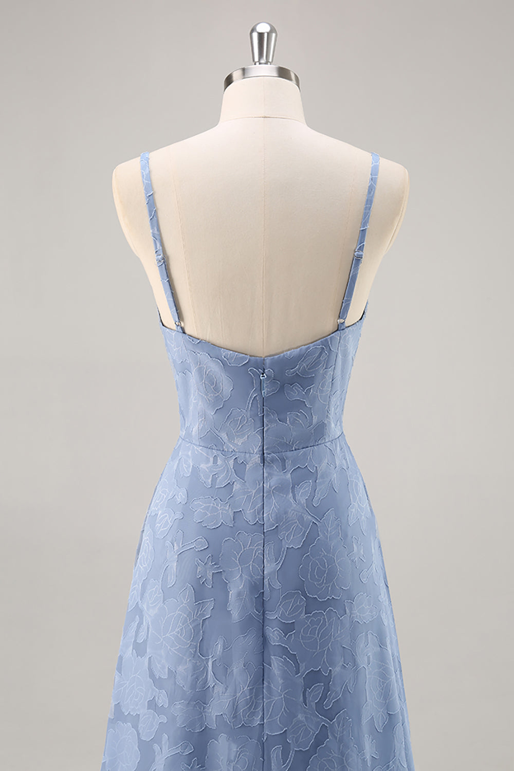Zapakasa Women Dusty Blue Floral Lace Long Bridesmaid Dress Spaghetti Straps A Line Wedding Guest Dress with Slit Zapakasa Women Dusty Blue Floral Lace Long Bridesmaid Dress Spaghetti Straps A Line Wedding Guest Dress with Slit