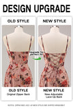 Dusty Rose Floral Corset Chiffon Long Ruched Bridesmaid Dress with Slit