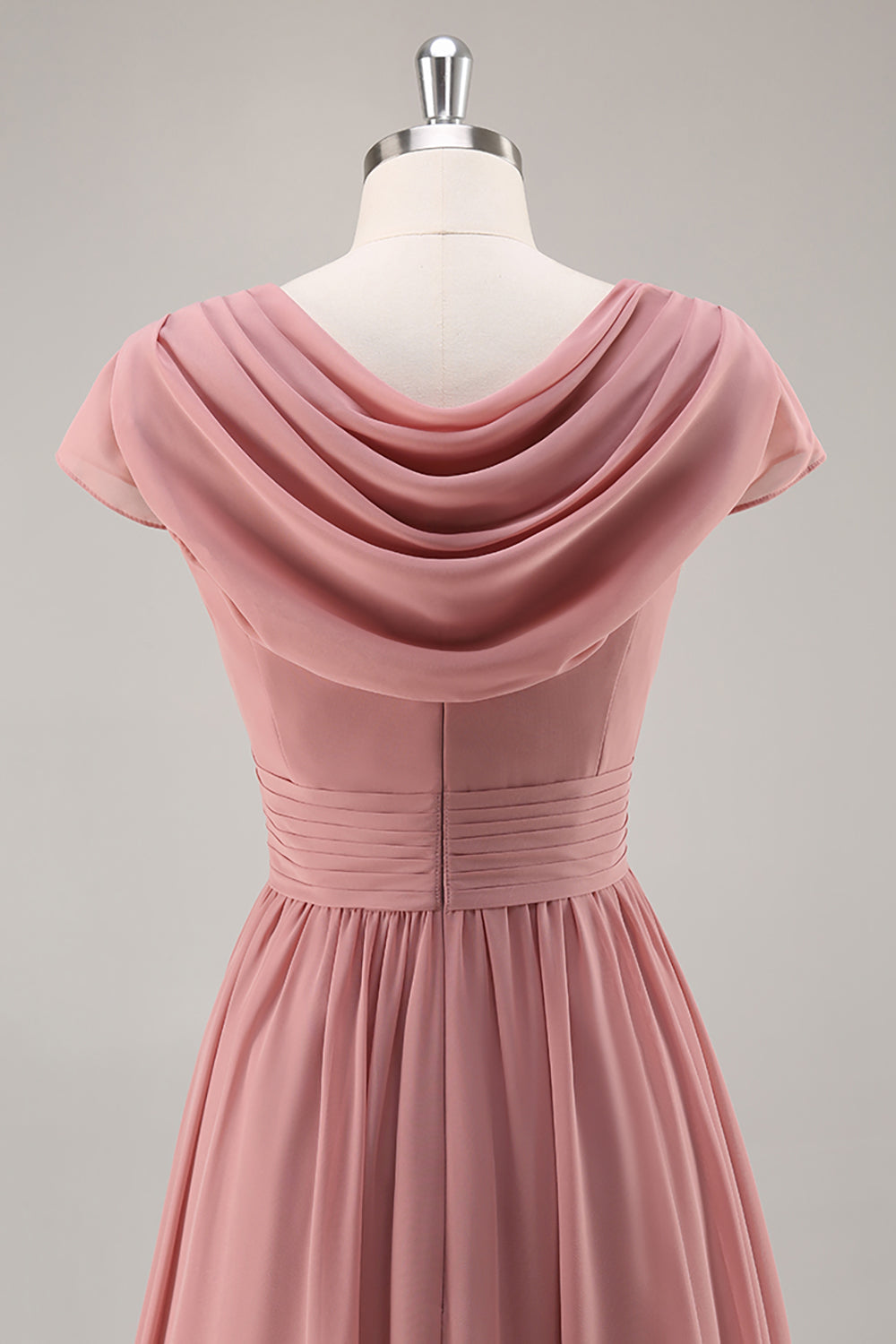 Zapakasa Women Dusty Rose Long Bridesmaid Dress Chiffon A Line V-Neck Ruched Wedding Guest Dress with Sleeves Zapakasa Women Dusty Rose Long Bridesmaid Dress Chiffon A Line V-Neck Ruched Wedding Guest Dress with Sleeves