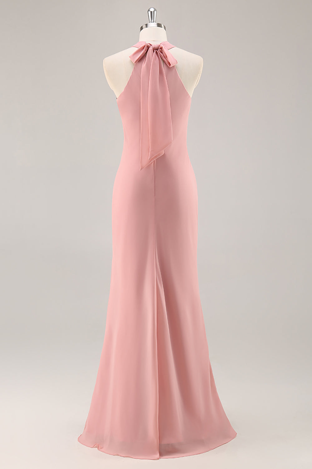 blush halter bridesmaid dress Halter Neck Dress With High Split - Dusty Pink Dress - Maxi Dress - Bridesmaid Dresses - Silk Dress - Gift for Her - Long Beach Dress