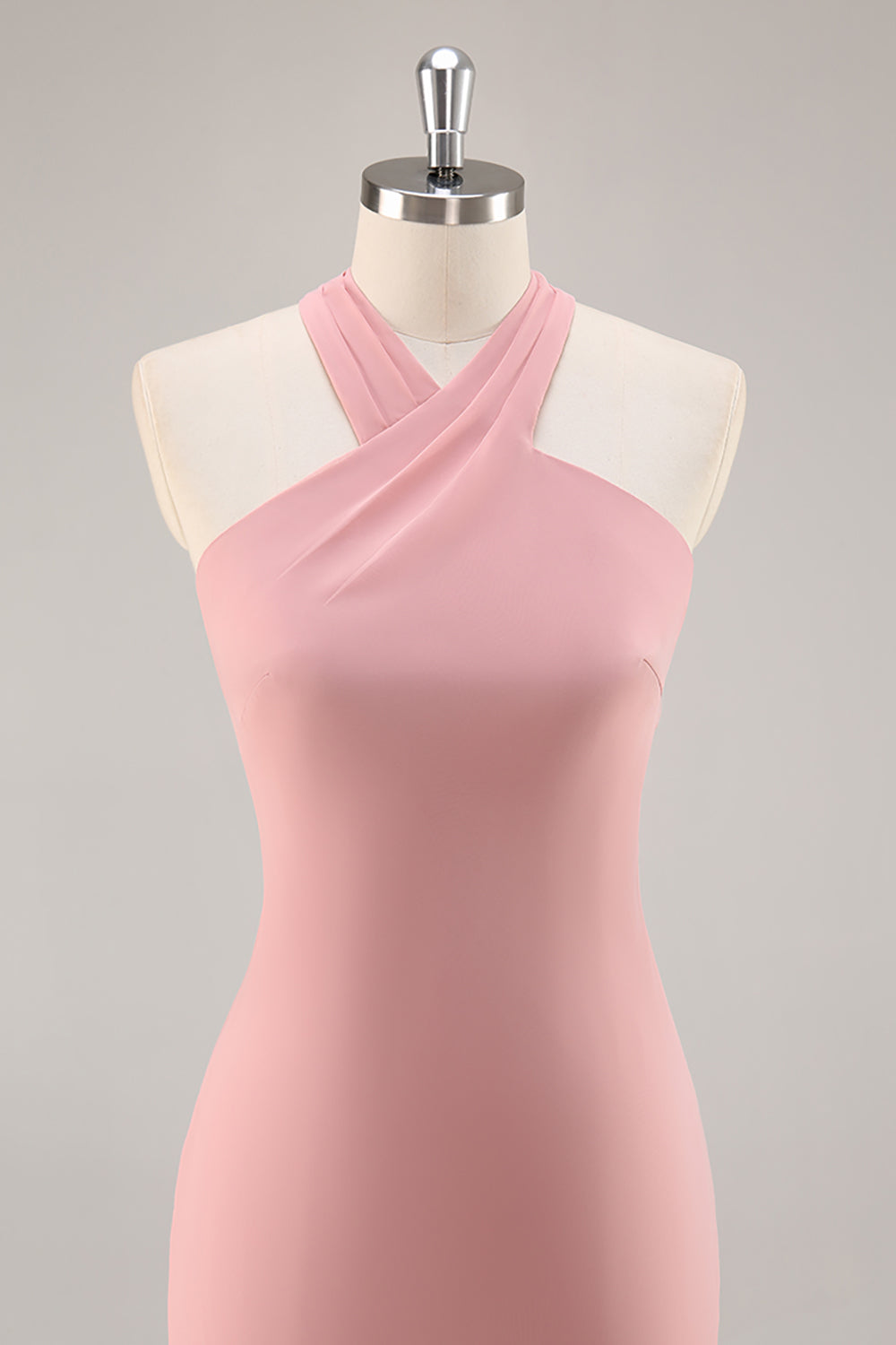 Zapakasa Women Blush Chiffon Long Bridesmaid Dress with Bow Halter Mermaid Wedding Guest Dress Zapakasa Women Blush Chiffon Long Bridesmaid Dress with Bow Halter Mermaid Wedding Guest Dress