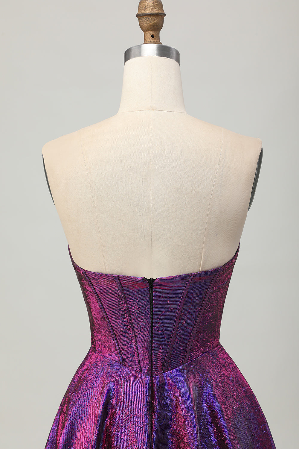 Metallic Dark Purple Corset Sweetheart A Line Short Homecoming Dress