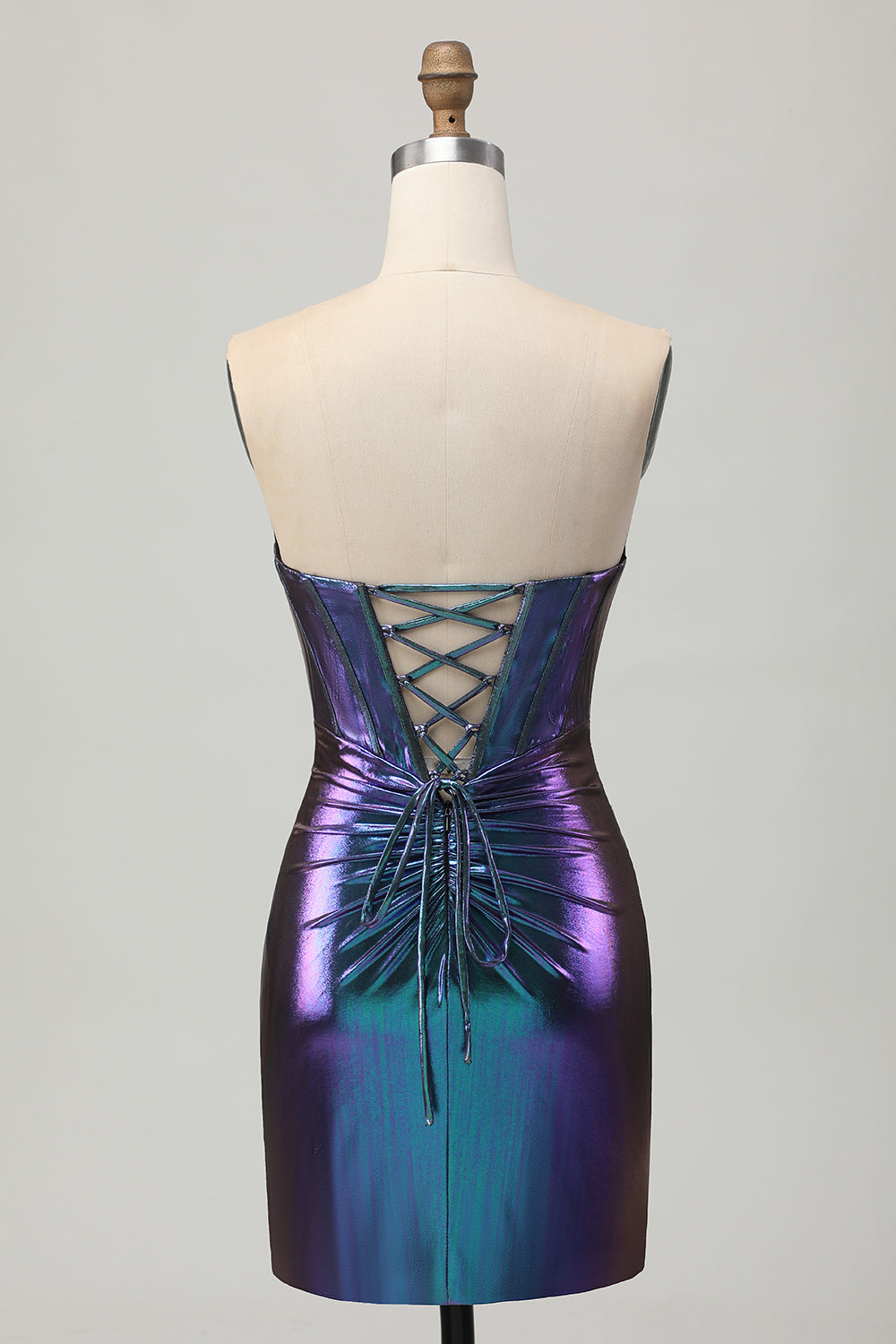 Zapakasa Women Metallic Blue Purple Corset Short Homecoming Dress Keyhole Strapless Bodycon Lace-Up Back Cocktail Dress Zapakasa Women Metallic Blue Purple Corset Short Homecoming Dress Keyhole Strapless Bodycon Lace-Up Back Cocktail Dress