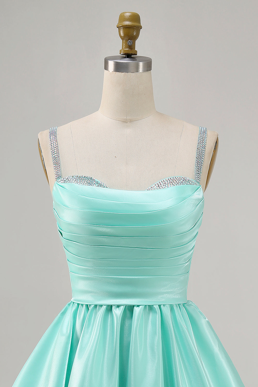 Sparkly Fuchsia Satin Ruched Short Homecoming Dress with Beading