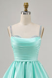 Sparkly Fuchsia Satin Ruched Short Homecoming Dress with Beading